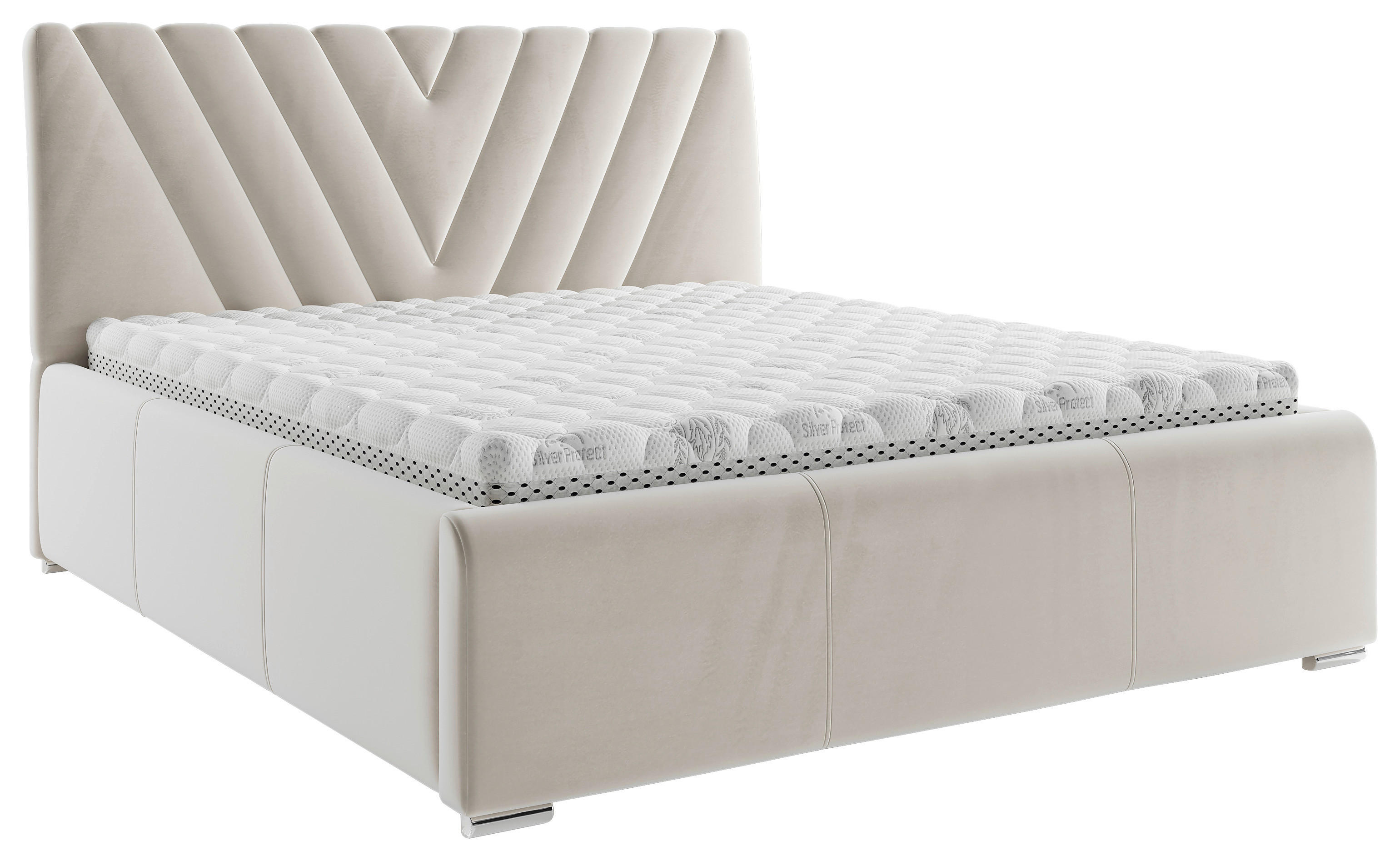 POLSTERBETT 180/200 cm  in Beige  - Chromfarben/Beige, Konventionell, Holz/Kunststoff (180/200cm) - Boxxx