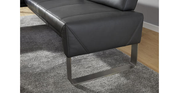 ECKBANK 171/236 cm in Graphitfarben, Edelstahlfarben - Edelstahlfarben/Dunkelgrau, Design, Leder/Metall (171/236cm) - Dieter Knoll