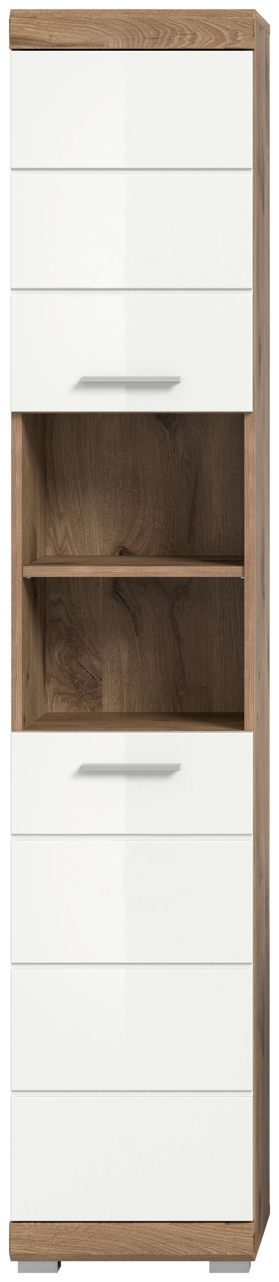 HOCHSCHRANK 37/191/31 cm  - Chromfarben/Weiß Hochglanz, MODERN, Holzwerkstoff/Kunststoff (37/191/31cm) - MID.YOU