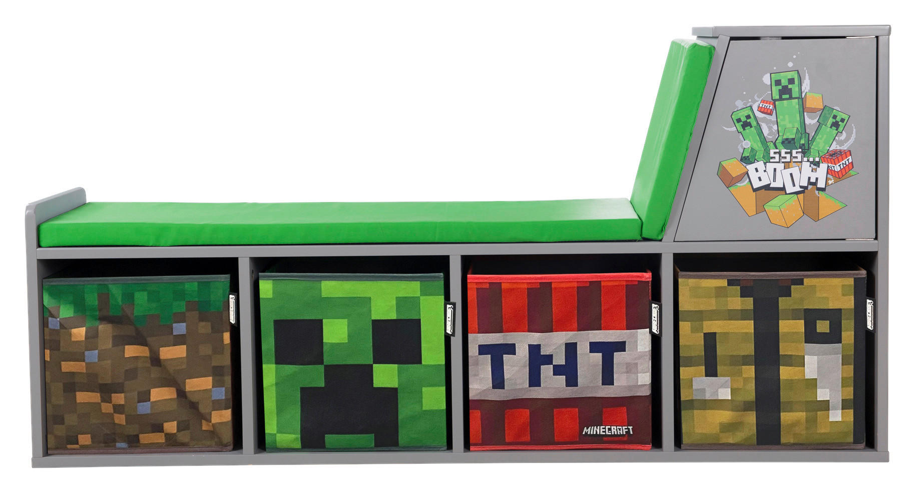 KINDERSITZBANK - Multicolor/Grau, MODERN, Holzwerkstoff/Textil (119/60/30cm) - Minecraft