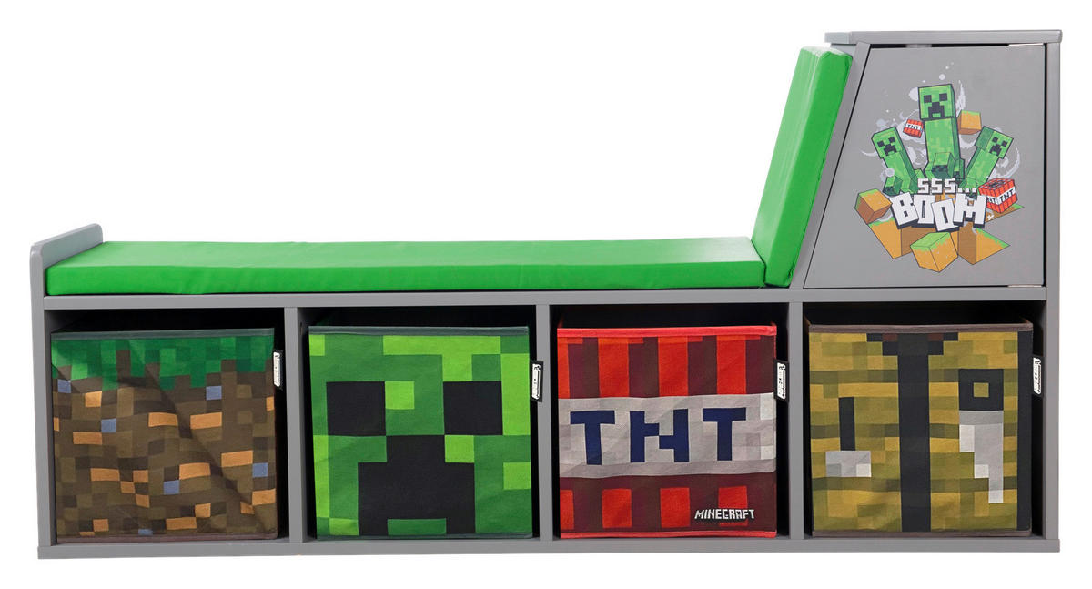 KINDERSITZBANK MINECRAFT  - Multicolor/Grau, MODERN, Holzwerkstoff/Textil (119/60/30cm) - Minecraft