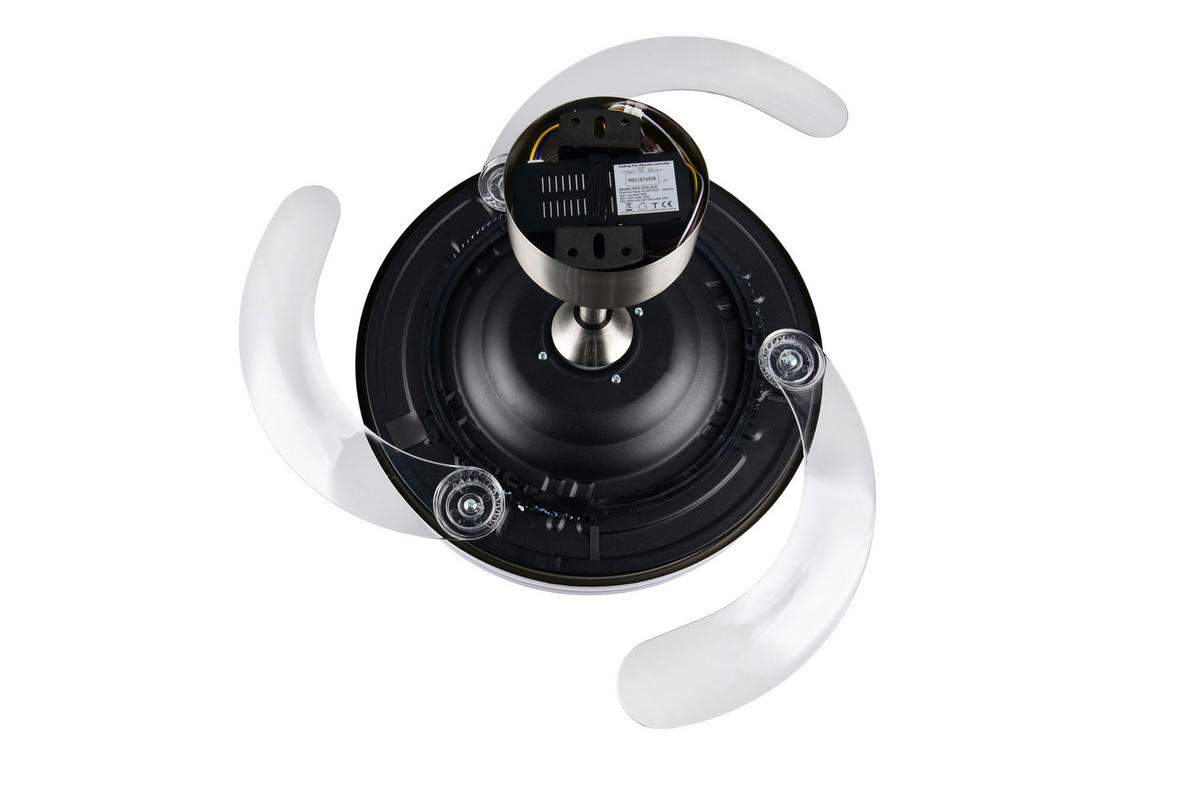 DECKENVENTILATOR - Klar/Nickelfarben, Design, Kunststoff/Metall (48/4cm)