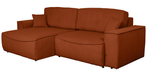 ECKSOFA Rostfarben Cord  - Rostfarben/Schwarz, KONVENTIONELL, Kunststoff/Textil (148/265cm) - Carryhome