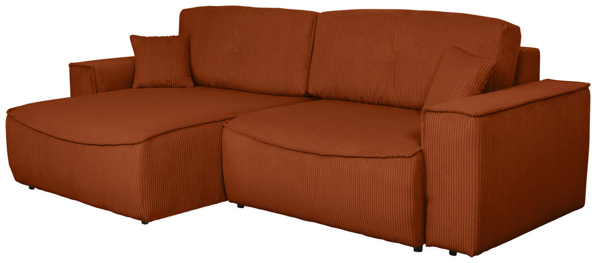 ECKSOFA Rostfarben Cord  - Rostfarben/Schwarz, KONVENTIONELL, Kunststoff/Textil (148/265cm) - Carryhome