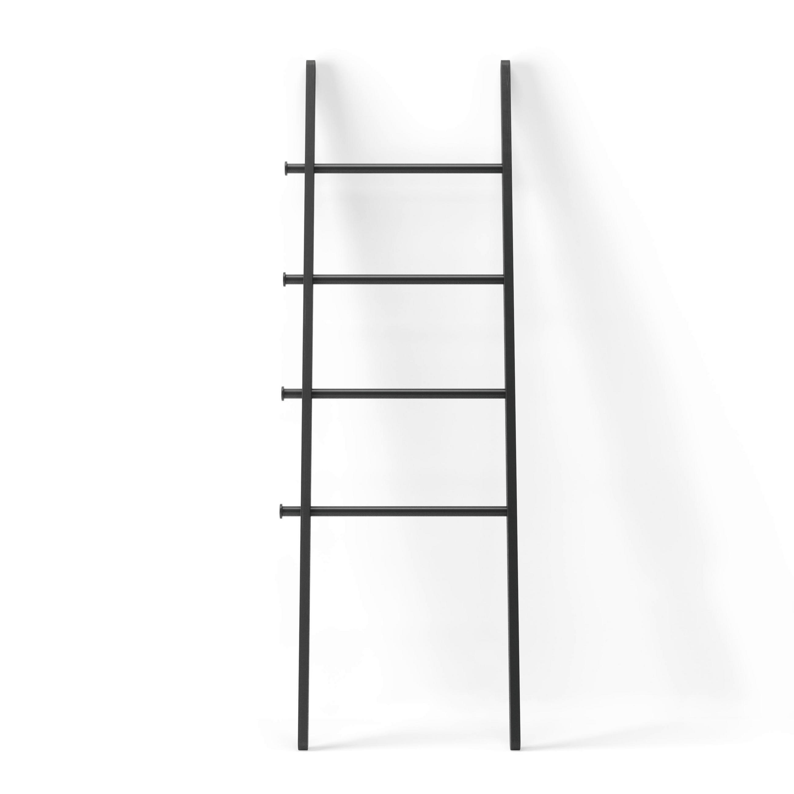HANDTUCHLEITER - Schwarz, KONVENTIONELL, Holz/Metall (51/152/4cm) - Umbra