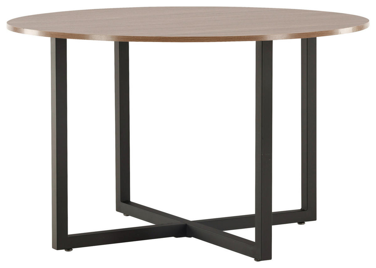 ESSTISCH in Metall, Holzwerkstoff 120/120/75 cm  - Walnussfarben/Schwarz, Design, Holzwerkstoff/Metall (120/120/75cm) - Livetastic