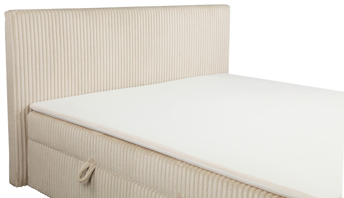 BOXBETT 180/200 cm,  in Grau, gepolstertes Kopfteil, Bettkasten, Topper, Matratzen, H3 + H3 = fest  - Schwarz/Grau, Basics, Kunststoff/Textil (180/200cm) - Chameo