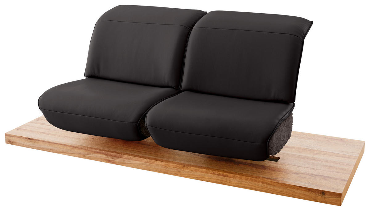 2-SITZER-SOFA Kombination Echtleder/Stoff Hochflor Braun  - Eichefarben/Beige, Design, Leder/Holz (240/65-115/104-180cm) - Koinor
