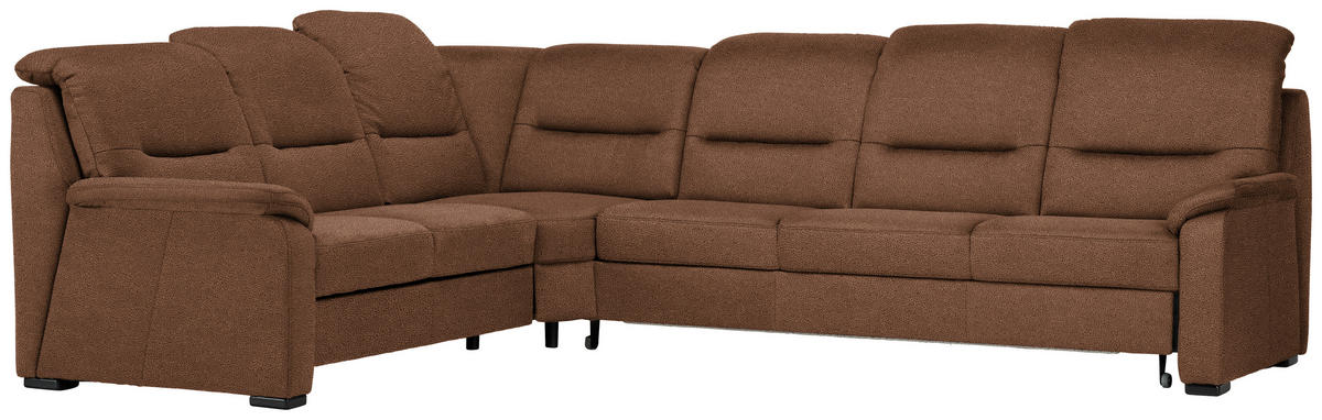 ECKSOFA in Mikrofaser Hellbraun  - Hellbraun/Schwarz, Konventionell, Holz/Textil (245/303cm) - Beldomo Comfort