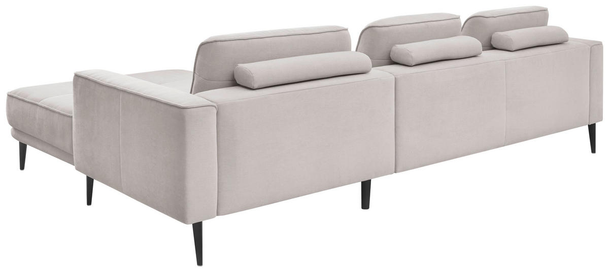 ECKSOFA Hellgrau Flachgewebe  - Hellgrau/Schwarz, KONVENTIONELL, Textil/Metall (279/193cm) - SetOne by Musterring