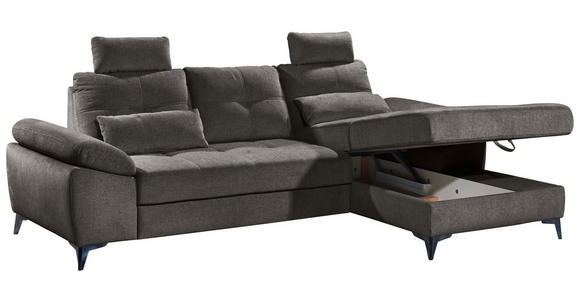 ECKSOFA Dunkelbraun Mikrovelours  - Chromfarben/Dunkelbraun, KONVENTIONELL, Kunststoff/Textil (270/170cm) - Carryhome