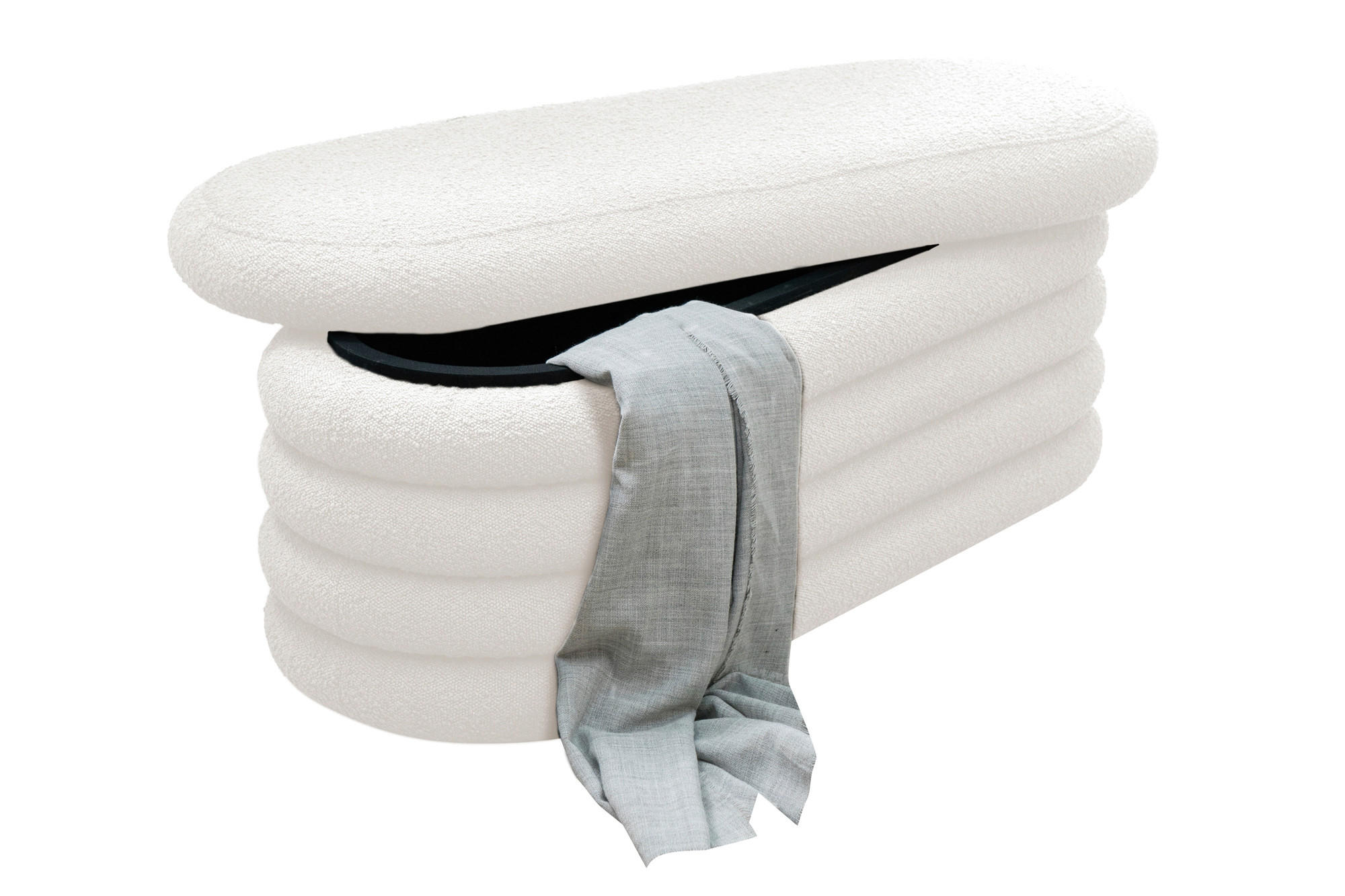 BETTBANK Bouclé Weiß  - Weiß, MODERN, Textil (108/42/45cm) - Livetastic
