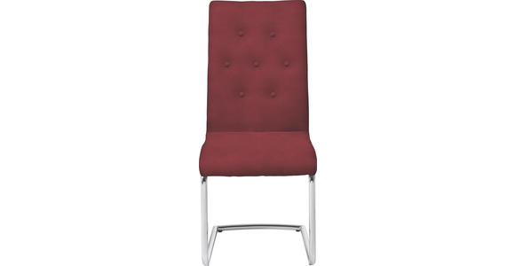 SCHWINGSTUHL in Leder, Metall Chromfarben, Dunkelrot - Chromfarben/Beige, Design, Leder/Metall (45/103/50cm) - Dieter Knoll