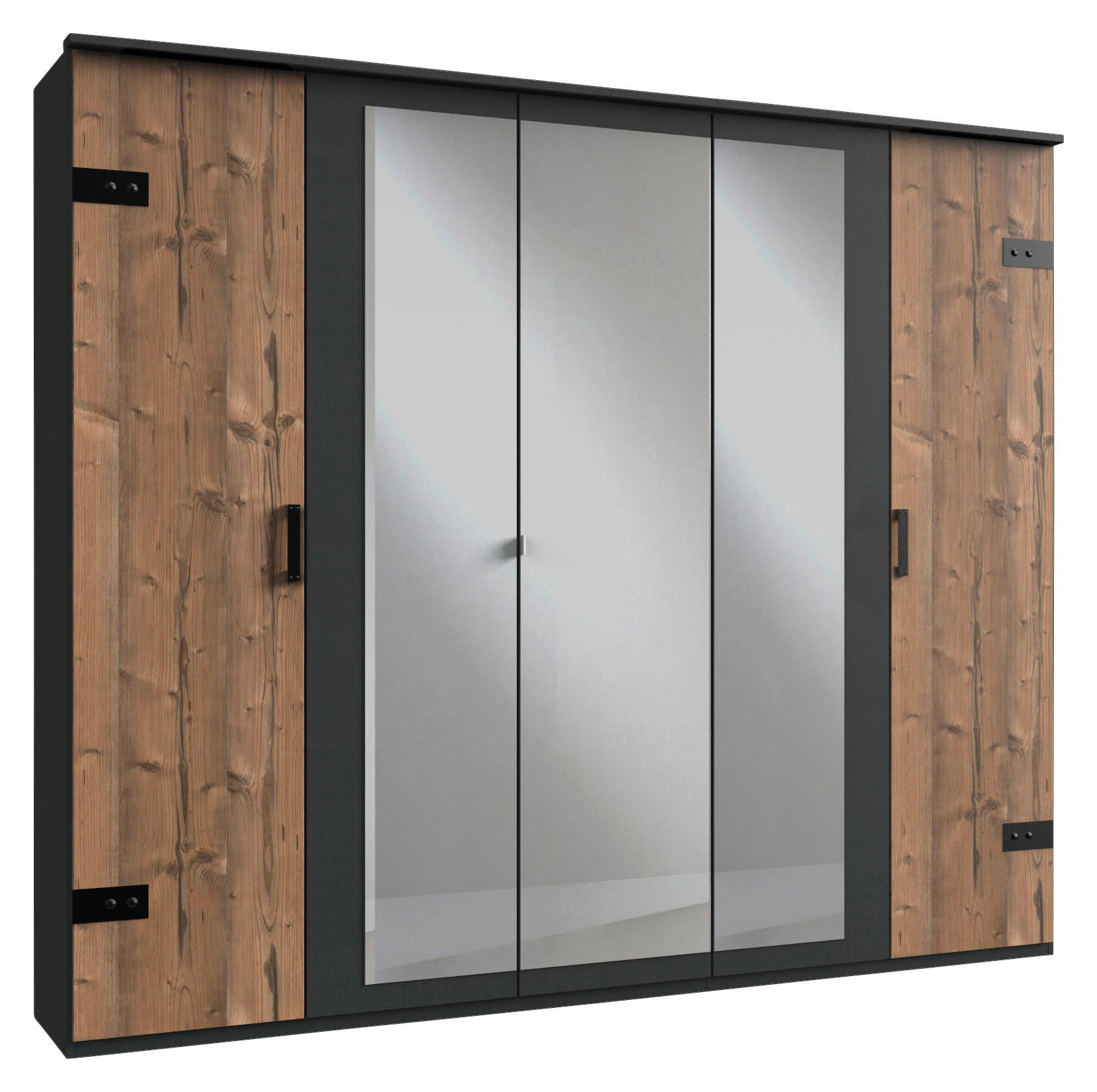 Kleiderschrank in Graphitfarben, Fichtefarben