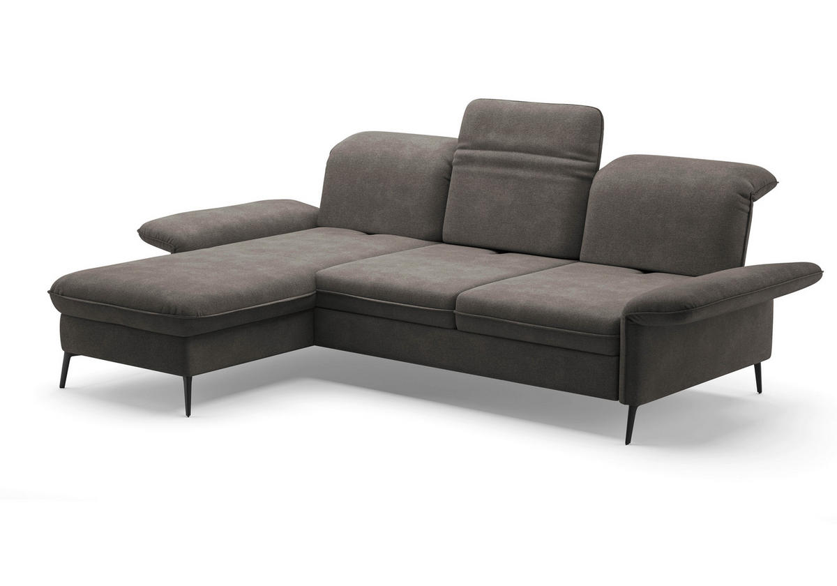 ECKSOFA in Flachgewebe Graphitfarben  - Schwarz/Graphitfarben, Konventionell, Textil/Metall (198/264cm) - Sit & More