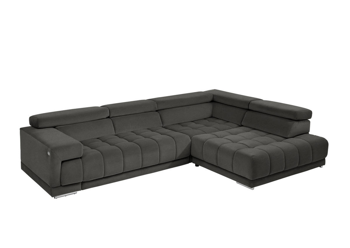 ECKSOFA  in Mikrofaser Dunkelgrau  326/222 cm  - Chromfarben/Dunkelgrau, Design, Textil/Metall (326/222cm) - Beldomo Speed