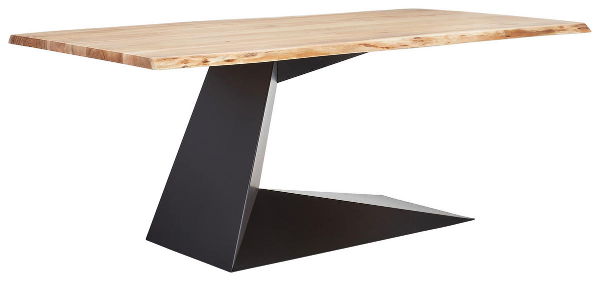 ESSTISCH Akazie vollmassiv rechteckig Schwarz, Akaziefarben  - Schwarz/Akaziefarben, MODERN, Holz/Metall (200/100/76cm) - Livetastic