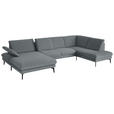 WOHNLANDSCHAFT  in Chenille, Flachgewebe Dunkelgrau  - Dunkelgrau/Schwarz, Design, Textil/Metall (180/344/208cm) - Dieter Knoll