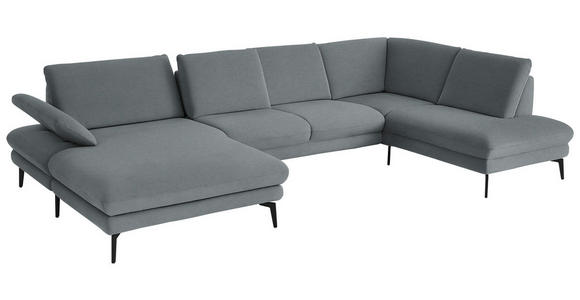 WOHNLANDSCHAFT  in Chenille, Flachgewebe Dunkelgrau  - Dunkelgrau/Schwarz, Design, Textil/Metall (180/344/208cm) - Dieter Knoll