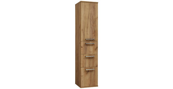 HOCHSCHRANK 35/165/37 cm - Eichefarben/Silberfarben, Design, Glas/Holzwerkstoff (35/165/37cm) - Dieter Knoll