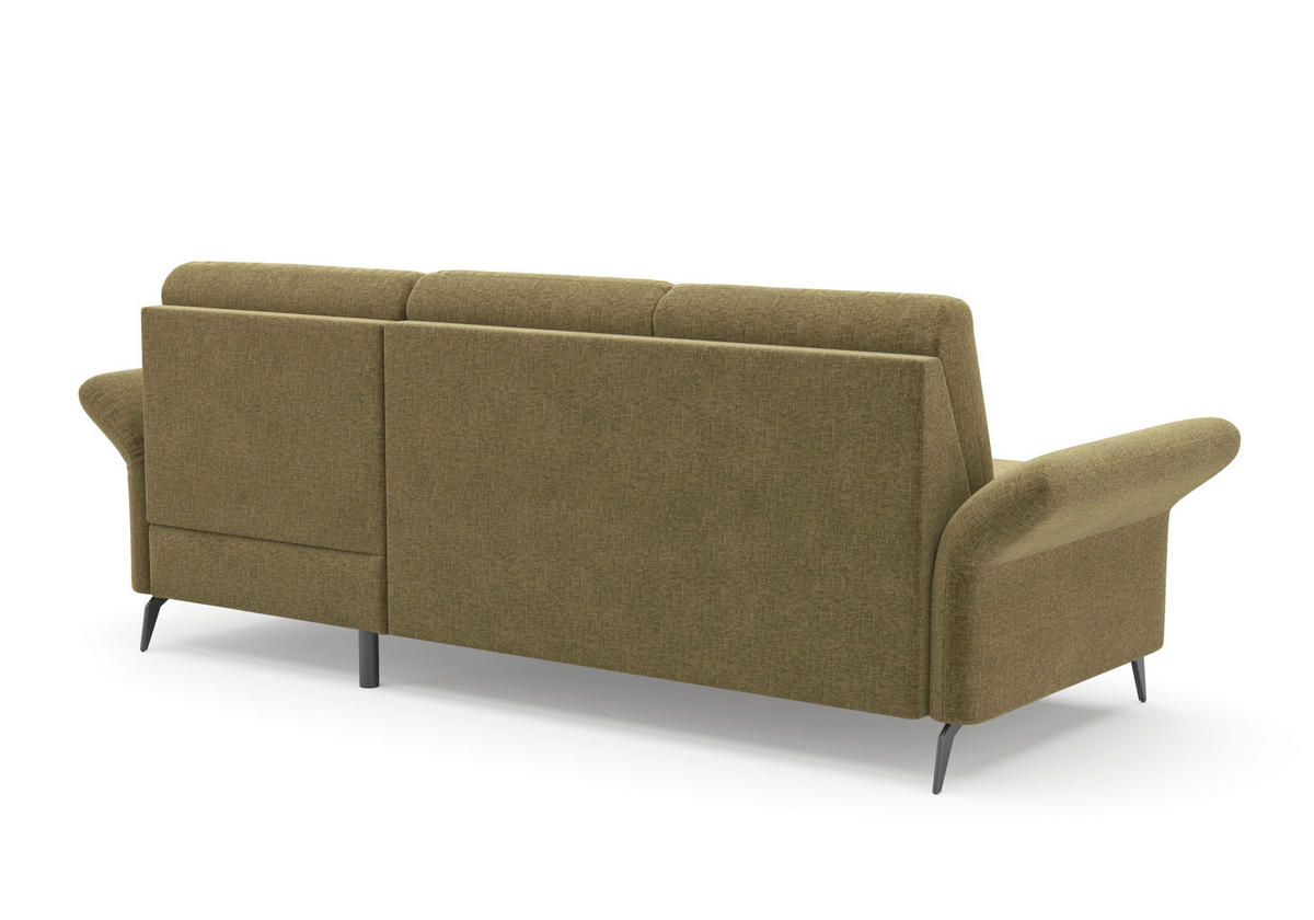 ECKSOFA ROCHELLE E Olivgrün Flachgewebe  - Schwarz/Olivgrün, KONVENTIONELL, Textil/Metall (251/164cm) - Sit & More