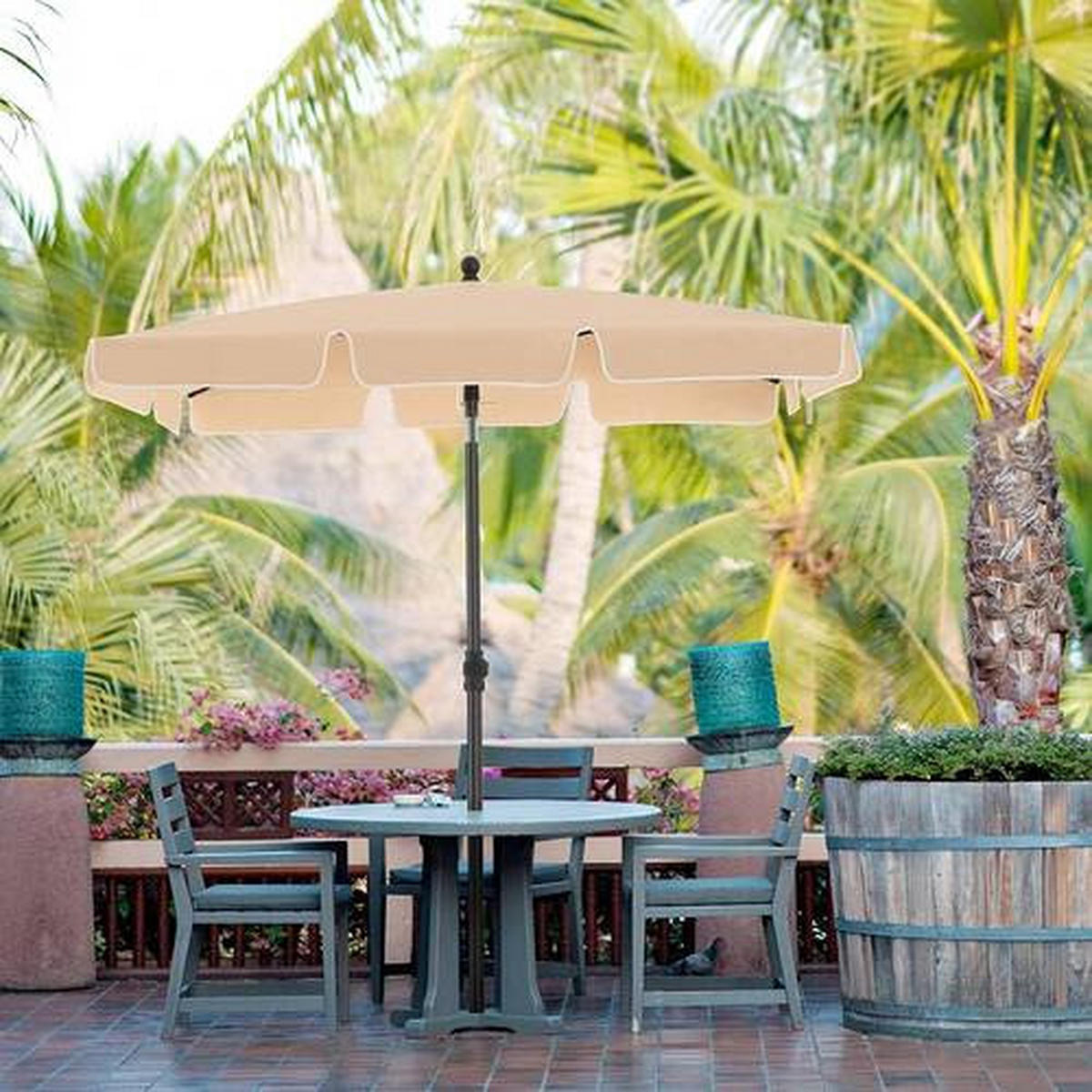 SONNENSCHIRM 180X125 cm Taupe  - Taupe/Schwarz, Basics, Textil/Metall (180/125cm) - Modante