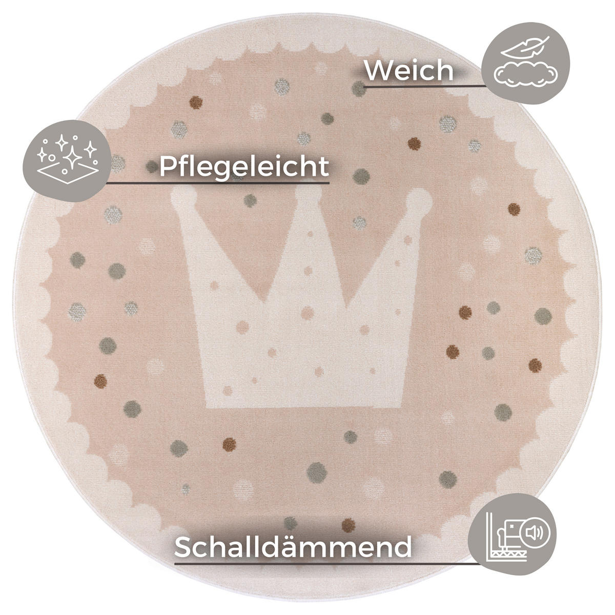 KINDERTEPPICH 100 cm Adventures  - Aprikose/Creme, Design, Kunststoff/Textil (100cm)