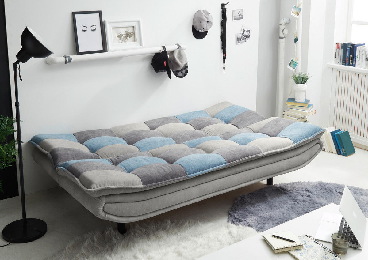 SOFA LEŽAJ plava, boja zemlje, tamnosiva  - tamnosiva/boja zemlje, Osnovno, tekstil/pločasti materijal (188/90/89cm) - MID.YOU
