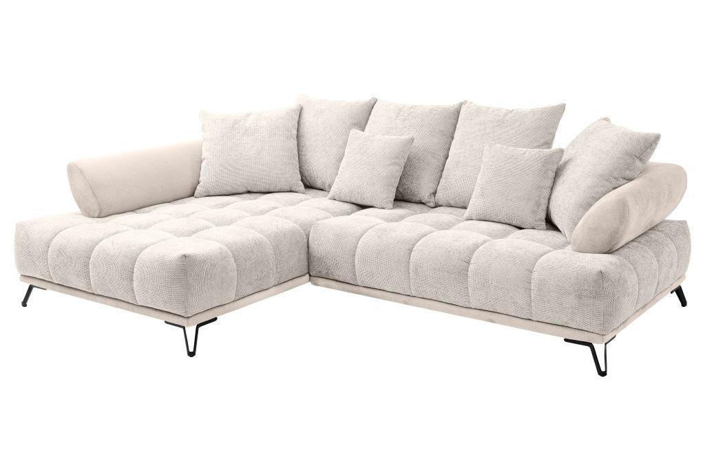 HÖRNSOFFA i chenille beige  - beige/svart, Modern, metall/textil (184/262cm) - MID.YOU