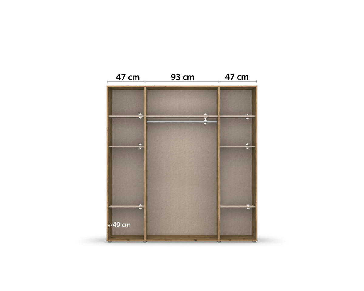 DREHTÜRENSCHRANK in Grau, Eiche Artisan  - Eiche Artisan/Grau, Modern, Holzwerkstoff/Kunststoff (187/194/53cm) - Rauch Möbel