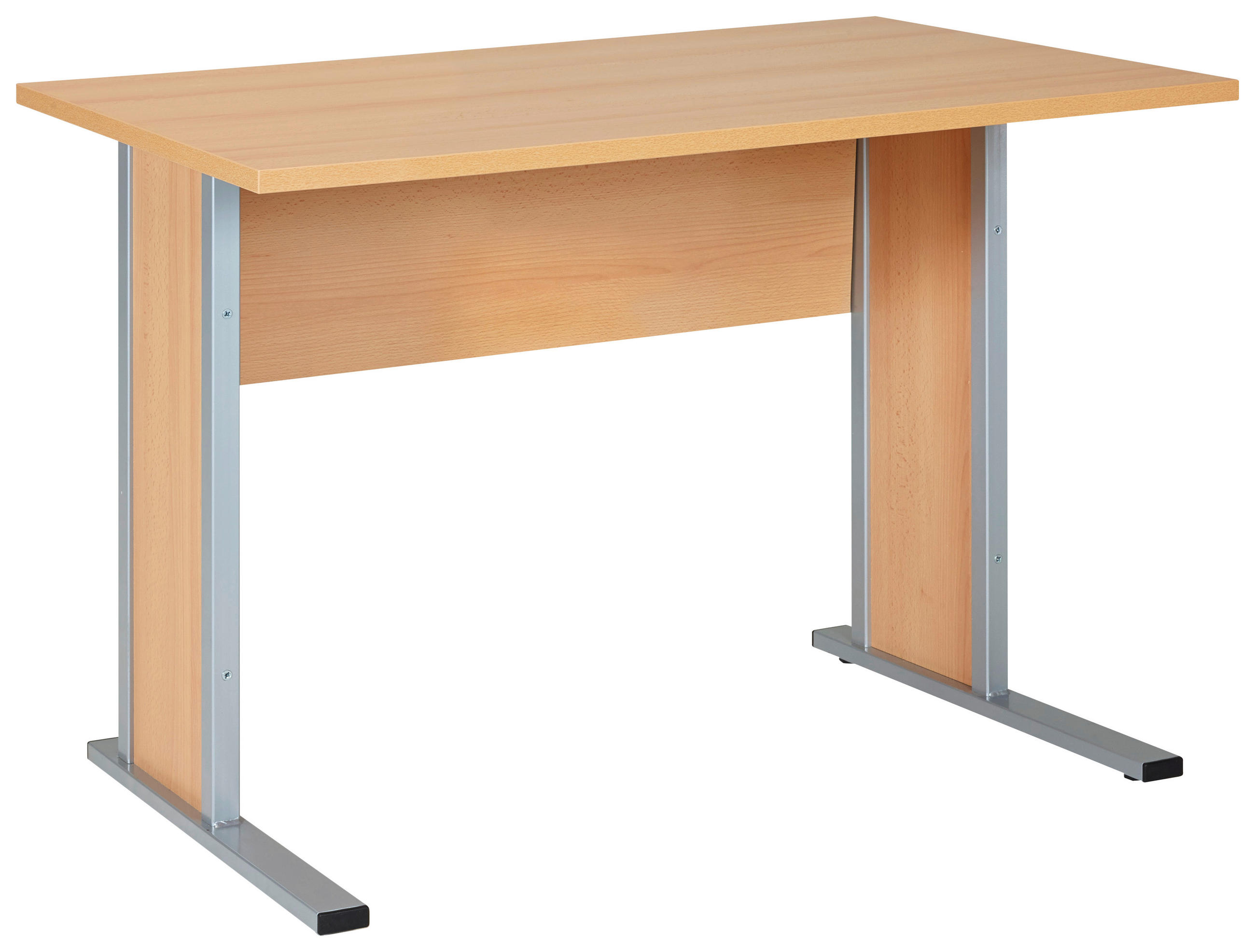 SCHREIBTISCH 90/65/72,2 cm in Buchefarben - Silberfarben/Buchefarben, Basics, Holzwerkstoff/Metall (90/65/72,2cm) - MID.YOU