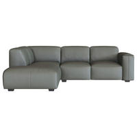 ECKSOFA Dunkelgrau Echtleder  - Dunkelgrau/Schwarz, Design, Leder/Holz (231/256cm) - Livetastic