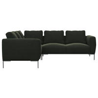 ECKSOFA Waldgrün Webstoff, Flachgewebe  - Waldgrün/Schwarz, Design, Textil/Metall (219/252cm) - Livetastic