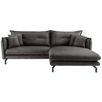 ECKSOFA Anthrazit Lederlook  - Anthrazit/Schwarz, MODERN, Textil/Metall (255/180cm) - Livetastic