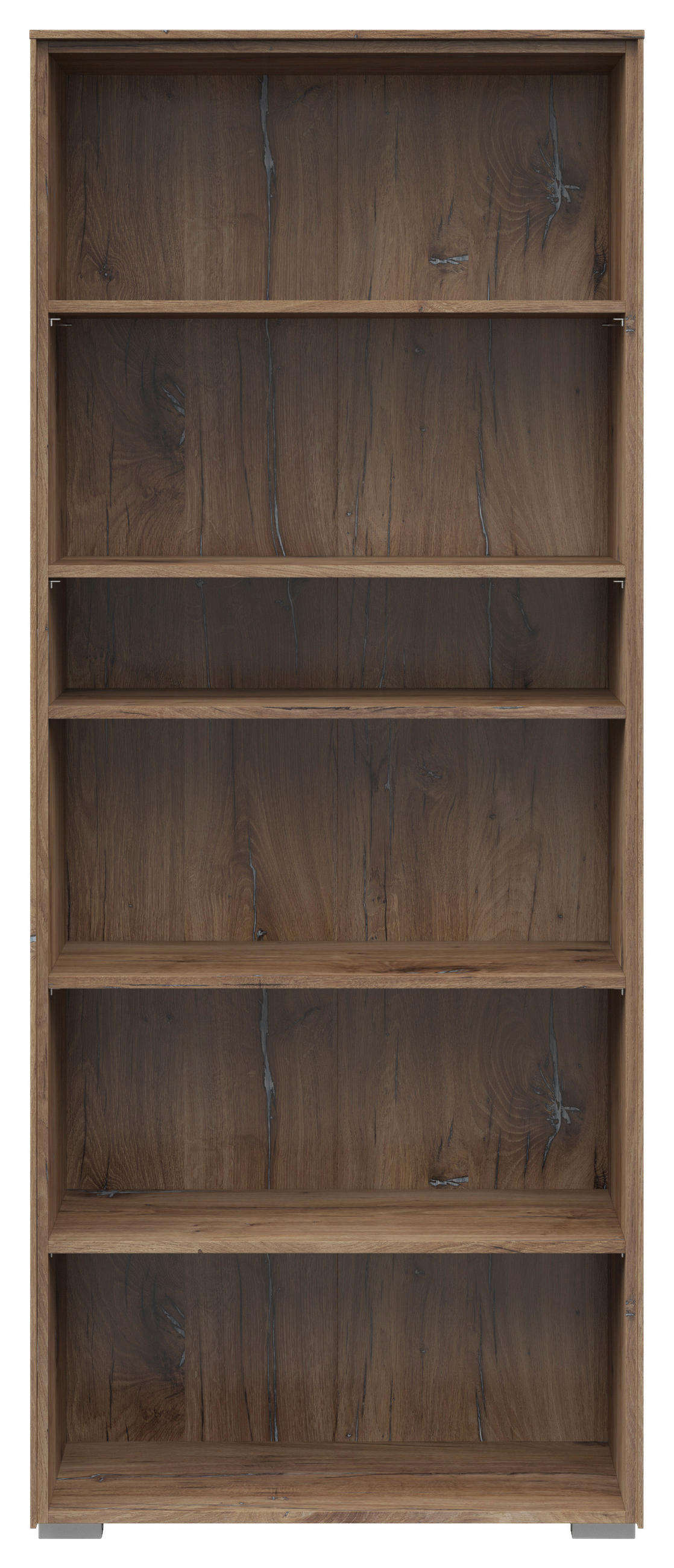 AKTENREGAL Eiche dunkel  - Eiche dunkel/Silberfarben, KONVENTIONELL, Holzwerkstoff/Kunststoff (81/199/37cm) - Voleo