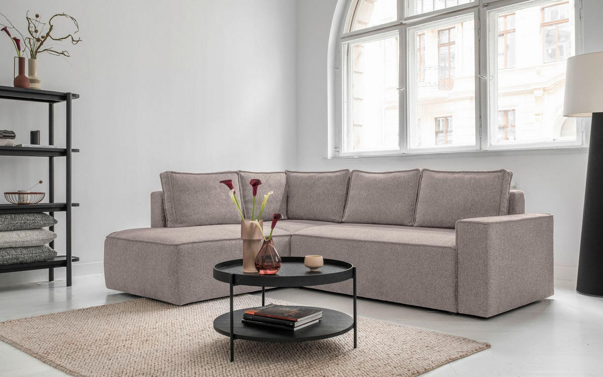 ECKSOFA in Grau, Weiss  - Weiss/Schwarz, Design, Kunststoff/Textil (194/246cm) - MID.YOU