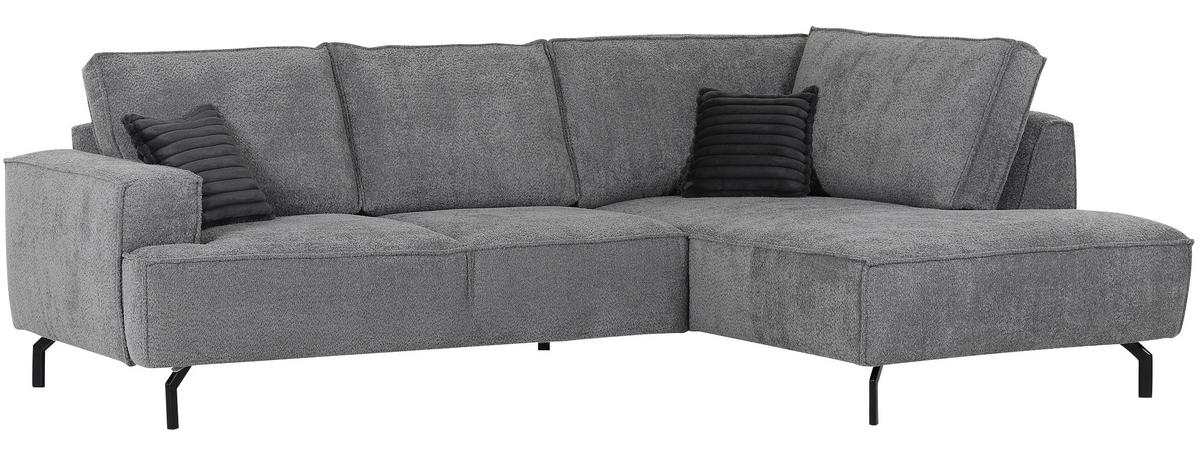 ECKSOFA in Teddystoff Grau  - Anthrazit/Schwarz, Konventionell, Textil/Metall (270/190cm) - Carryhome