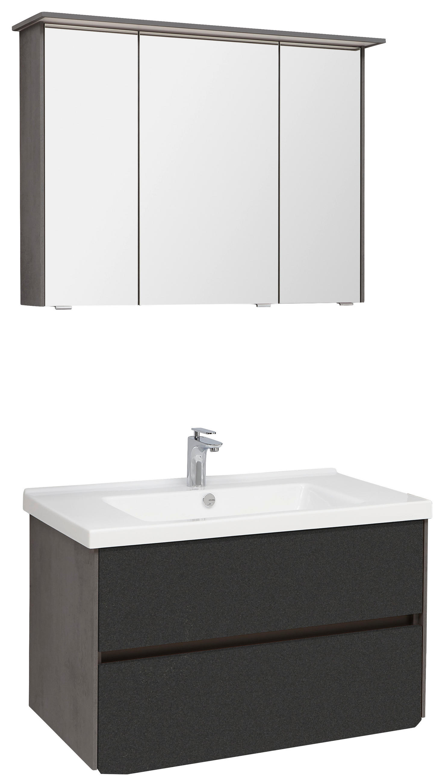 BADEZIMMER  in 92 cm  - Dunkelgrau/Schwarz, KONVENTIONELL, Glas/Keramik (92cm) - Dieter Knoll