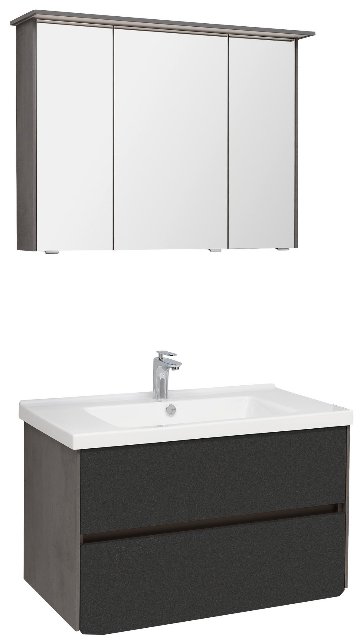 BADEZIMMER  in 92 cm  - Dunkelgrau/Schwarz, KONVENTIONELL, Glas/Keramik (92cm) - Dieter Knoll