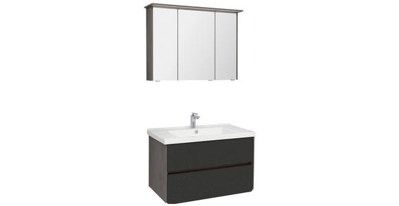 BADEZIMMER  in 92 cm  - Dunkelgrau/Schwarz, KONVENTIONELL, Glas/Keramik (92cm) - Dieter Knoll