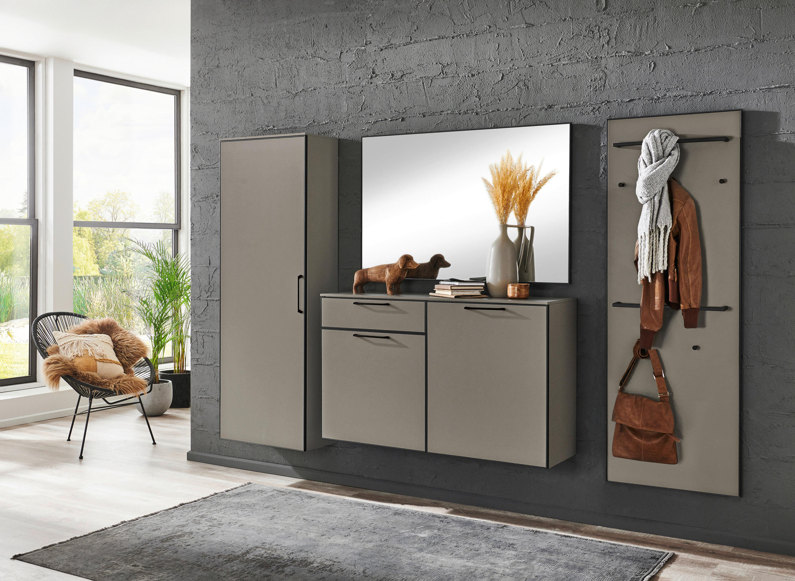 HÄNGESCHUHSCHRANK Anthrazit, Fango - Fango/Anthrazit, Design, Holzwerkstoff/Metall (125/76/37cm)