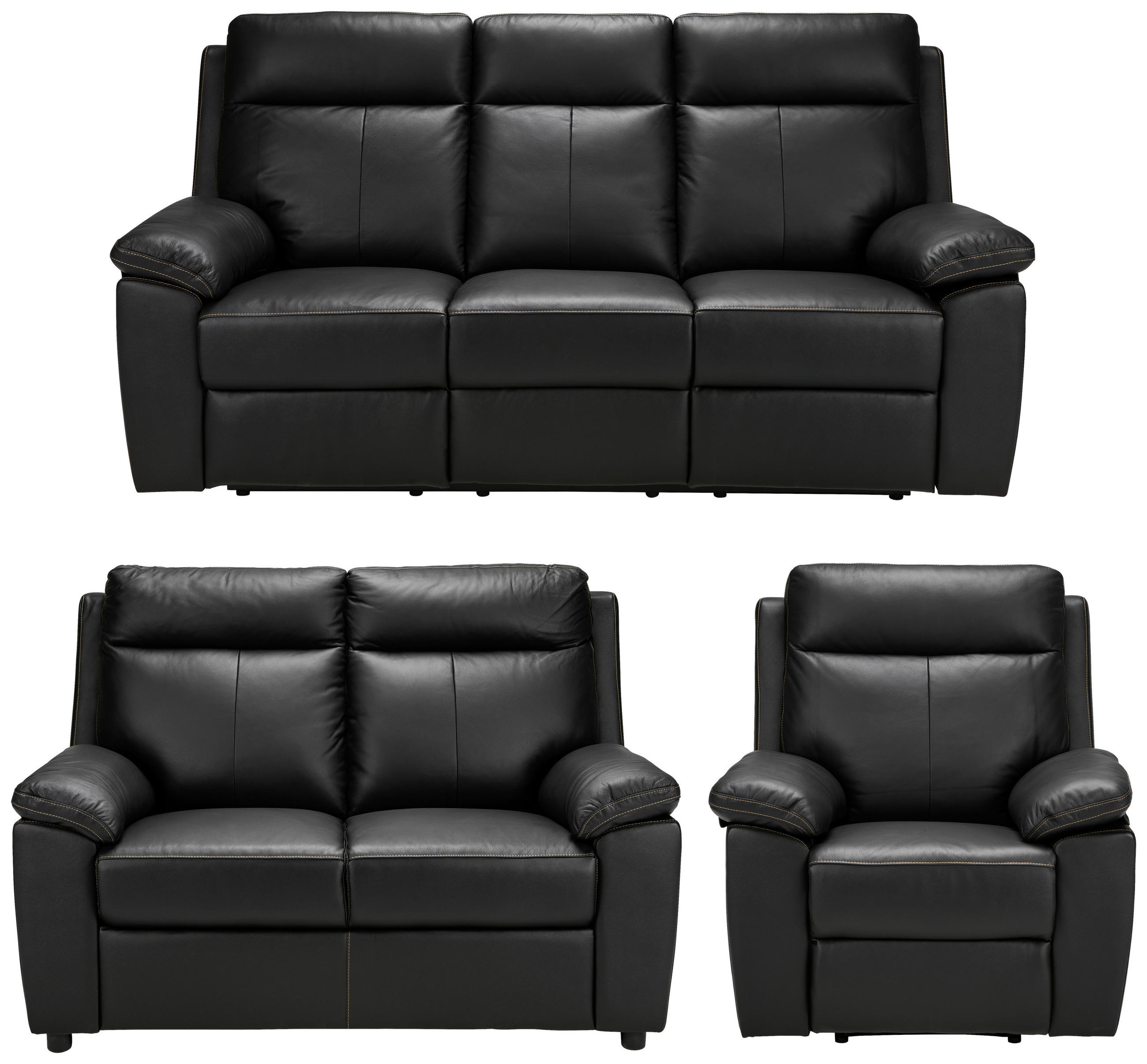 SEDACÍ SOUPRAVA 3+2+1, textil, kůže, černá - černá/krémová, Konvenční, textil/kůže - Xora