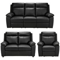 SEDACÍ SOUPRAVA 3+2+1, textil, kůže, černá - černá/krémová, Konvenční, textil/kůže - Xora