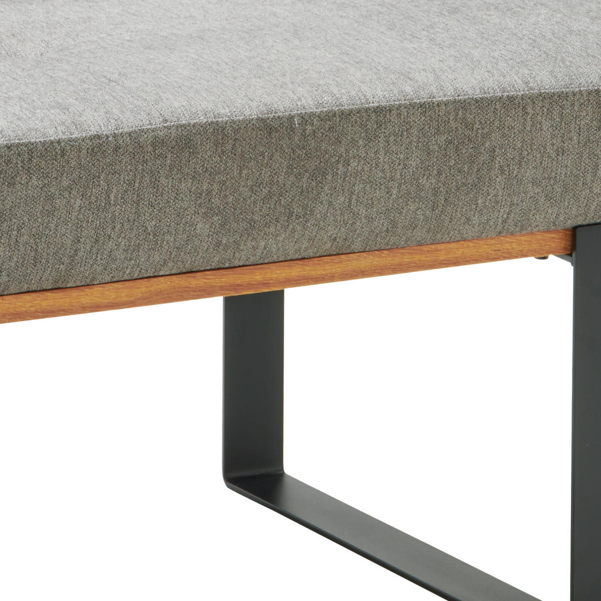 SITZBANK 130/48/90 cm Webstoff Grau Eiche vollmassiv  - Schwarz/Grau, MODERN, Holz/Textil (130/48/90cm) - Livetastic