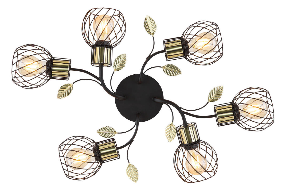 MENNYEZETI LÁMPA - fekete/sárgarézszínű, Basics, fém (71/54/16,5cm) - Globo