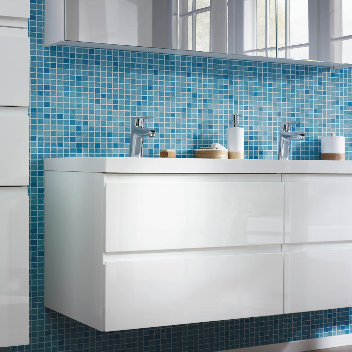 BADEZIMMER  in 140 cm  - Weiß, Design, Glas/Holz (140cm) - Novel