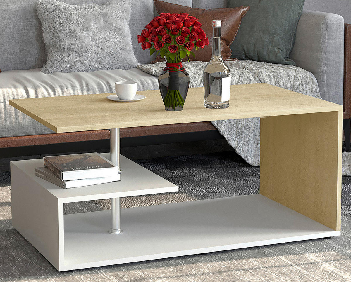 COUCHTISCH in Holzwerkstoff 91/53/42 cm  - Honigeiche/Weiss, Design, Holzwerkstoff/Kunststoff (91/53/42cm) - MID.YOU