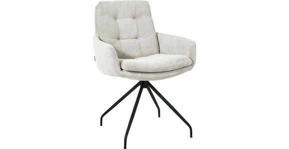 ARMLEHNSTUHL  Stoffauswahl, Typenauswahl, Sitzfläche 360° drehbar, Gestellauswahl Cord  - Hellgrau/Schwarz, Design, Textil/Metall (63/90/69cm) - Johann Jakob
