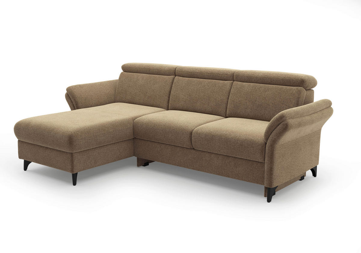 ECKSOFA Flachgewebe Hellbraun  - Hellbraun/Schwarz, Konventionell, Textil/Metall (166/253cm) - Sit & More