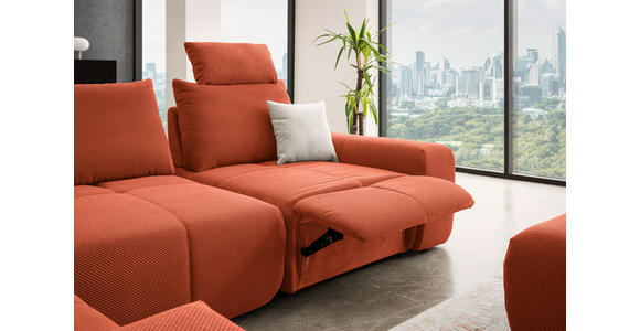 ECKSOFA in Velours Terracotta 236/326 cm - Terracotta/Schwarz, Design, Kunststoff/Textil (236/326cm) - Xora